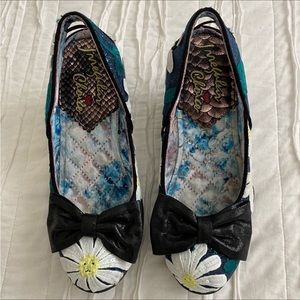Irregular Choice Daisy Glitter Bow Wedges